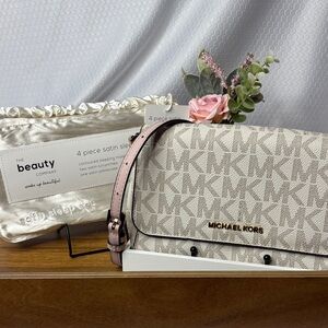 Michael Kors Cream Monogram Crossbody Bag Bundle